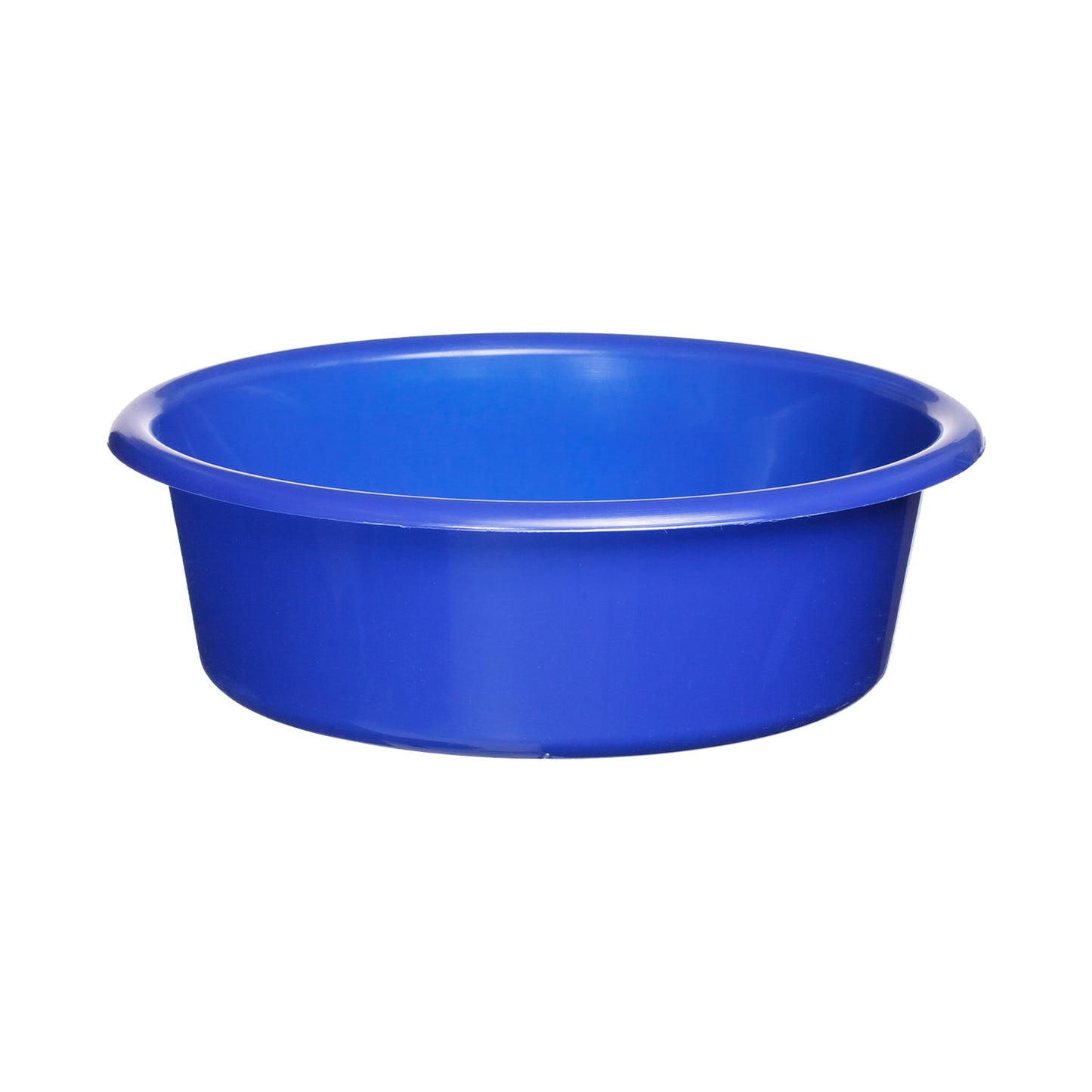 The Forever Fork Feed Tub with Lid is a round, blue plastic bowl featuring smooth sides and a durable lid, displayed on a plain white background.