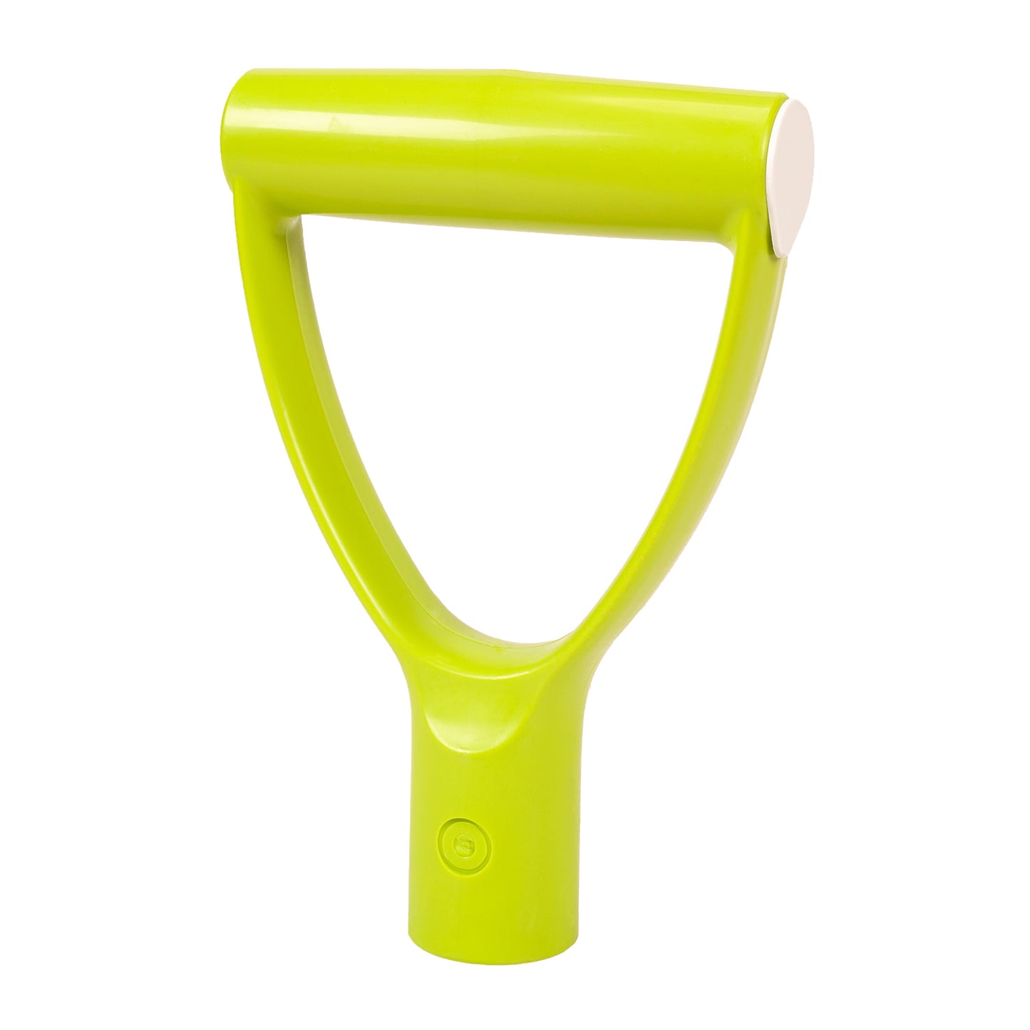 The Forever Fork Replacement Plastic D Handle is a budget-friendly, bright green handle with a horizontal grip, designed for easy attachment to shovels and other garden tools.