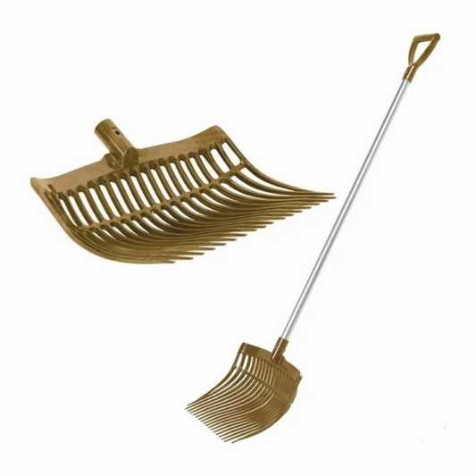 The Forever Fork™ features a detachable metal head and a long handle with a D-shaped grip; both the assembled fork and its separate parts are shown.